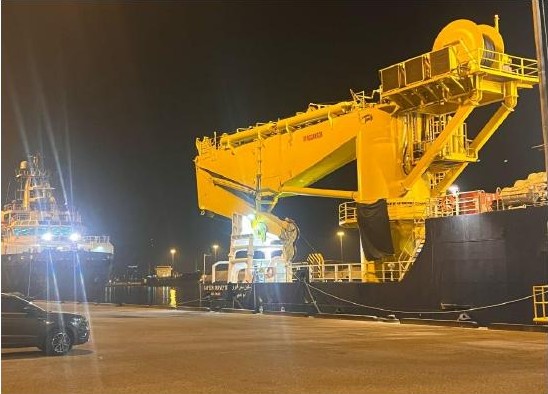 Marine crane service project at night